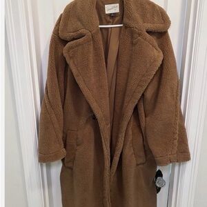 Universal Thread Plush Teddy Long Coat in Camel Brown
